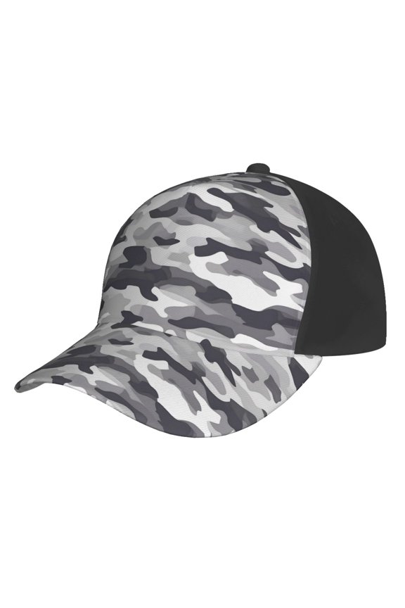 Curved Design Along The Top Of The Baseball Cap Reinforced Adjustable Breasted Four Seasons Available Vector Camouflage Pattern Gray_4
