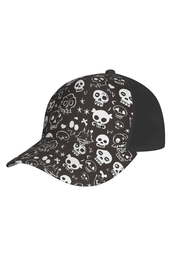 Curved Design Along The Top Of The Baseball Cap Reinforced Adjustable Breasted Four Seasons Available Weird Skull Head