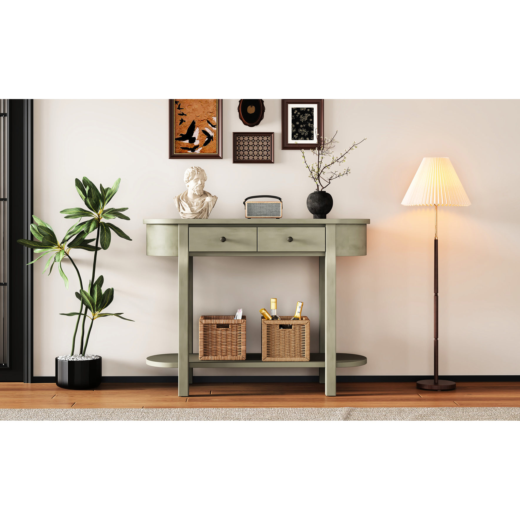 Curved Design Console Table with Drawers and Shelf - A Decorative ...