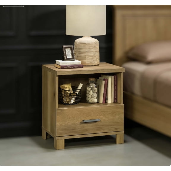 Curved Design Modern Bedside Table  Artisanal Rustic Night Stand, Sculptural Brown Bedroom Side Table for Farmhouse Chic Decor