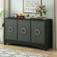 thumbnail image 1 of Curved Design Sideboard Cabinet, Storage Cabinet with Three Doors and Adjustable shelves, Console Table Credenza for Dining Room, Living Room, Entryway, Kitchen, 1 of 10