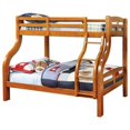 thumbnail image 1 of Curved Design Twin Over Full Bed with Attached Ladder, Oak Brown - Saltoro Sherpi, 1 of 4