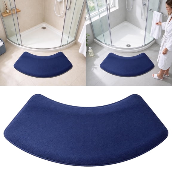Curved Diatomaceous Earth Bath Mat, Quick Dry Non-Slip Curved Shower Rug for Curved Shower Door, Absorbent Diatom Mud Bathroom Floor Mat