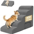 thumbnail image 1 of Curved Dog Stairs 22.4 inches High, Dog Ramp Stairs for Small Dogs for High Beds 20-25 inches Tall, Pet Stairs/Steps for Old Dogs Cats, Grey, 1 of 13