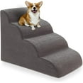 thumbnail image 1 of Curved Dog Stairs Ramp for High Beds 19.7" H 4-Step Dog Steps for Small Dogs and Cats Removable and Washable Pet Stairs for High Bed Climbing Non-Slip Balanced Pet Step Indoor Deep Grey, 1 of 6