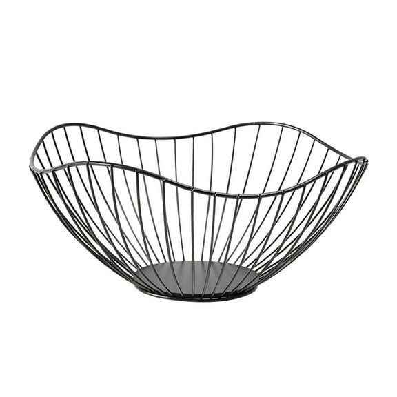 Curved-Edge Modern Creative Stylish Single Tier Dish,Metal Iron Wire Fruit Vegetables Bread Decorative Stand Serving Bowls Basket Holder by Elapind