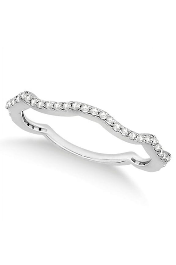 Curved Eternity Diamond Wedding Band 14k White Gold Setting (0.25ct)