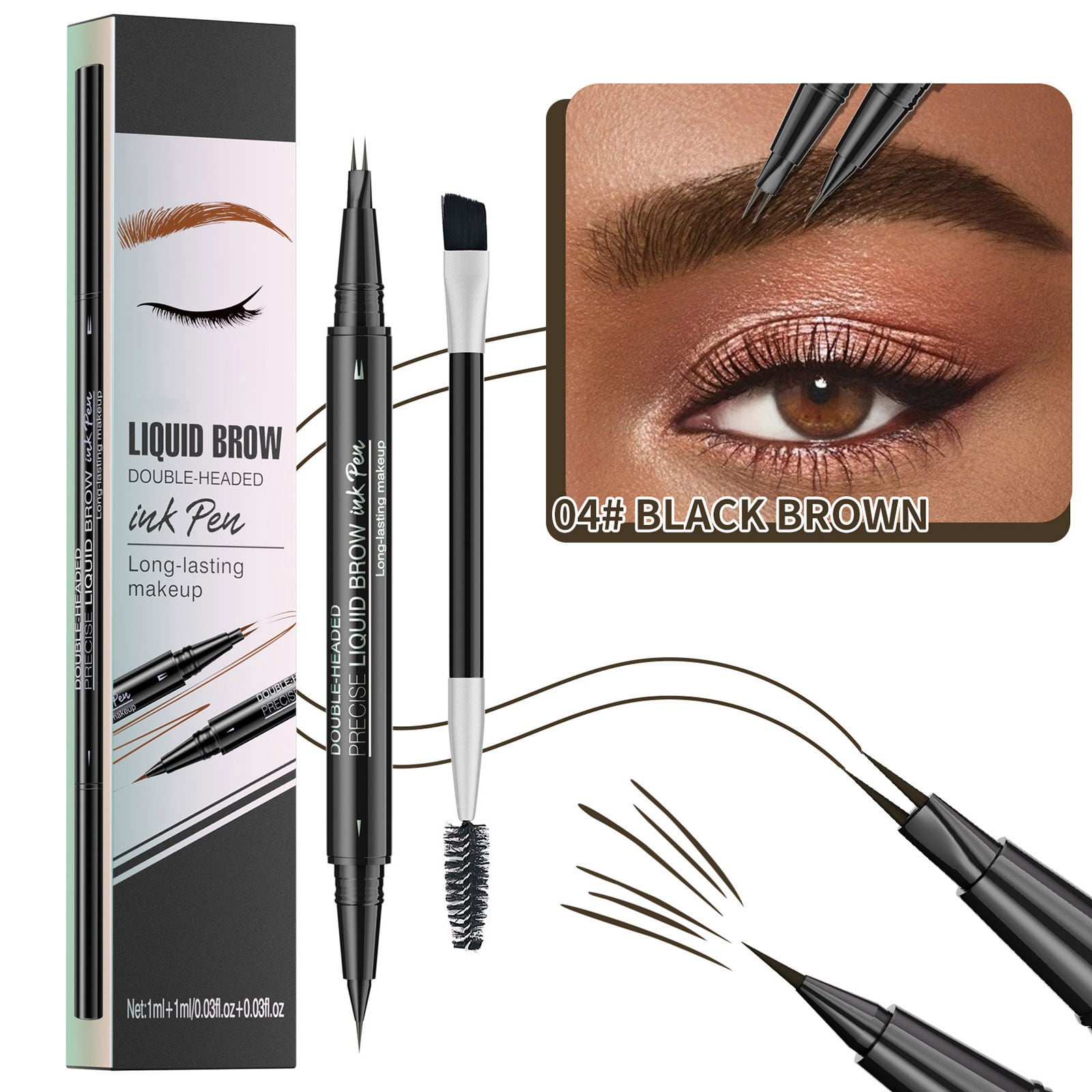 Curved Eyebrow Pen -2024 New Eyebrow Pencil 2-in-1 Dual-Ended Eyebrow ...