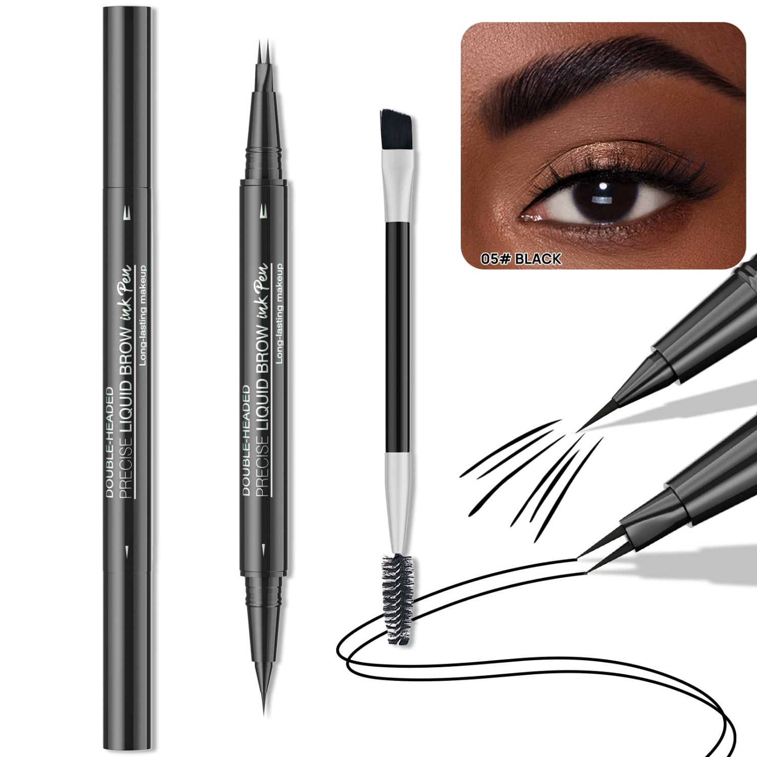 Curved Eyebrow Pen - Eyebrow Pencil, Brow Pencil 2-in-1 Dual-Ended ...