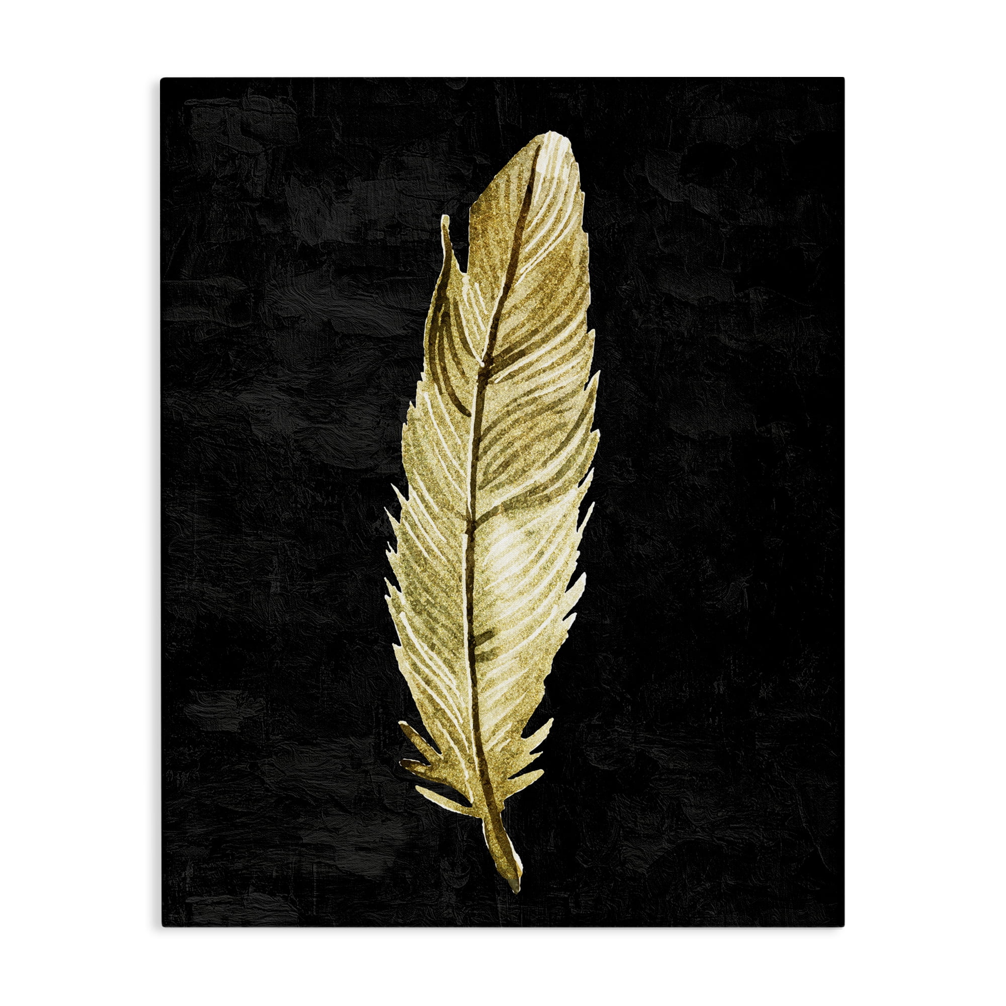 Curved Feather on Black Canvas Wall Art, design by Kim Allen