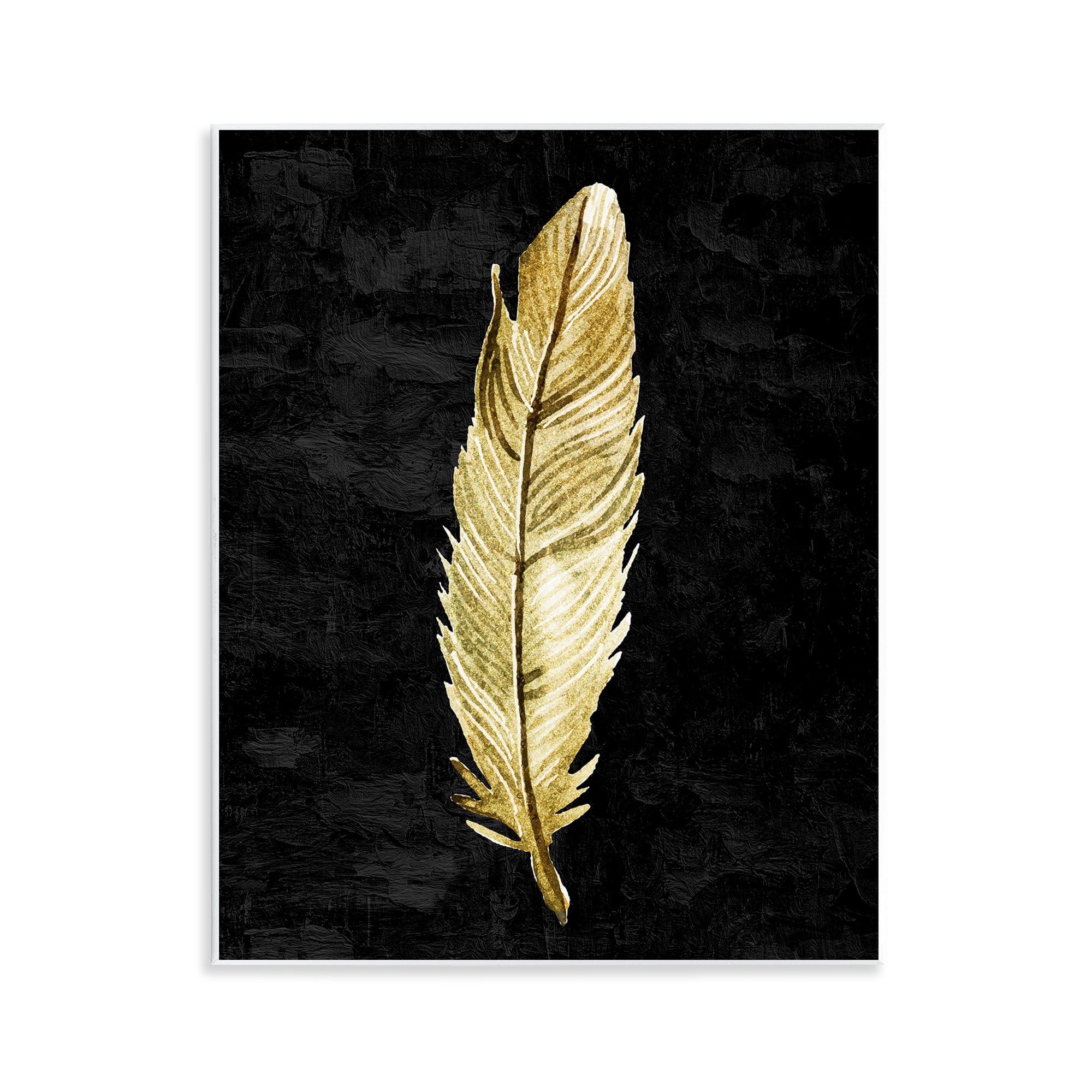 Curved Feather on Black Wall Plaque Art, design by Kim Allen