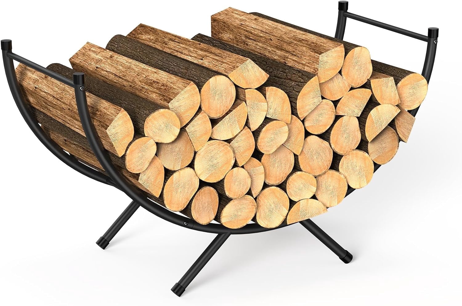 Curved Log Rack Curved Firewood Rack,33 inches Heavy Duty Metal Fireplace Log Holder ...