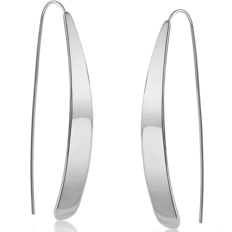 Flat Curved Wire Drop Earrings Gold-plated Sterling Silver Flat Curved Wire Drop Earrings Gold-plated Sterling Silver