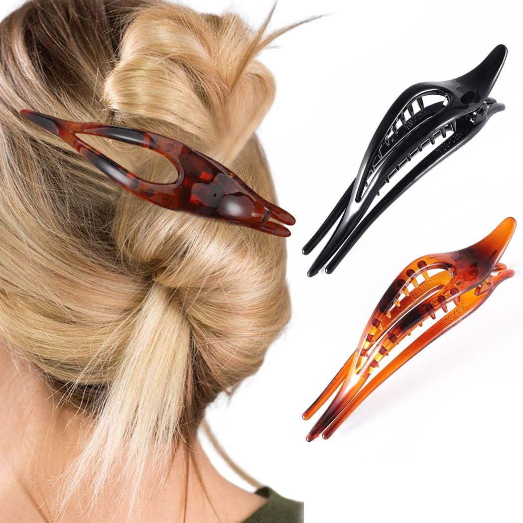 Curved Flat Hair Clips Alligator Hair Clip Flat Comb Acrylic Side Slide Jaw Clips Strong Grip