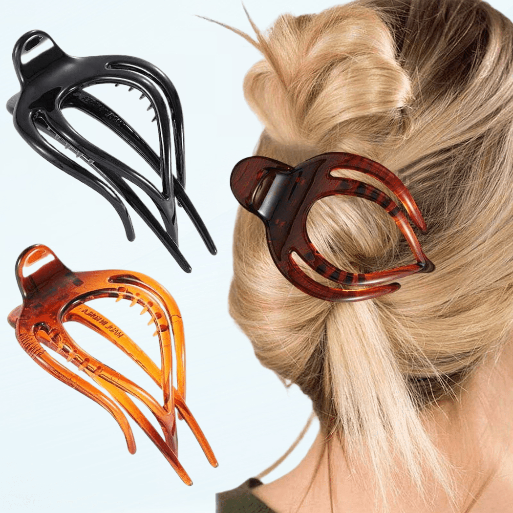 Curved Flat Hair Clips Alligator Hair Clip Flat Comb Acrylic Side Slide ...