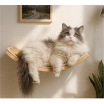 Peluomoz Curved Wood Cat Wall Perch – Wall-Mounted Floating Indoor Platform with Sisal Mat (Sleeper & Climb Shelf)