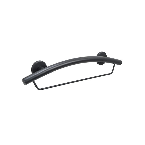 Curved Grab Bar and Towel Rack for Bathroom Shower Kitchen/304 Stainless Steel/Matte Black/ 24"x 5"