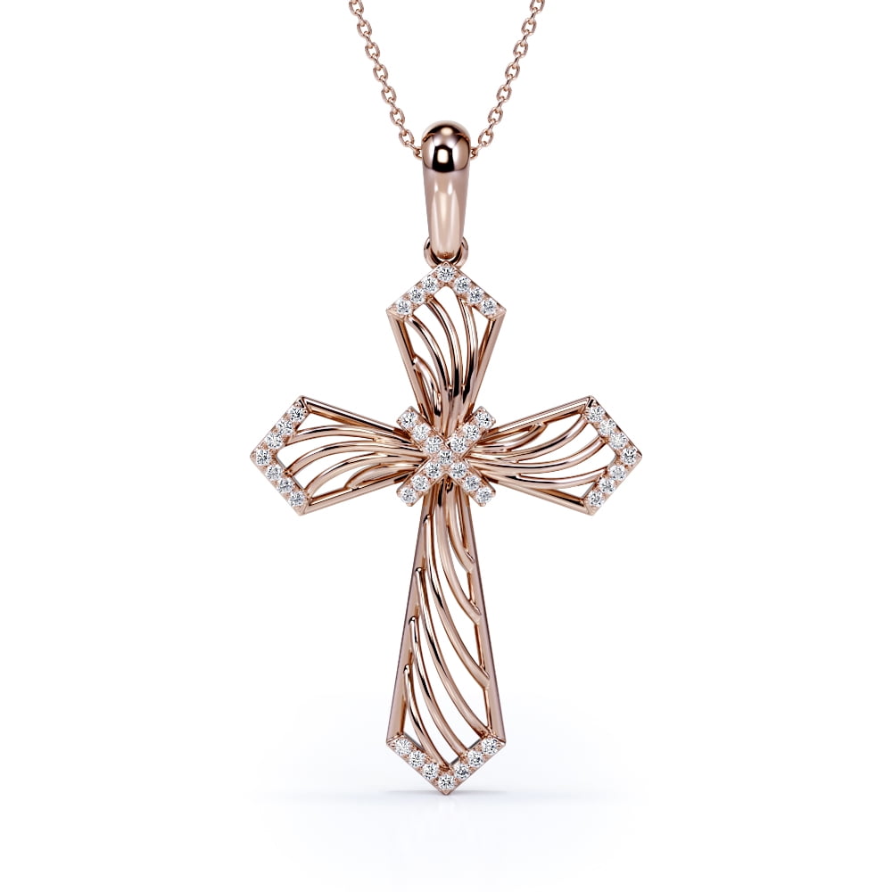 Curved diamond shop cross necklace