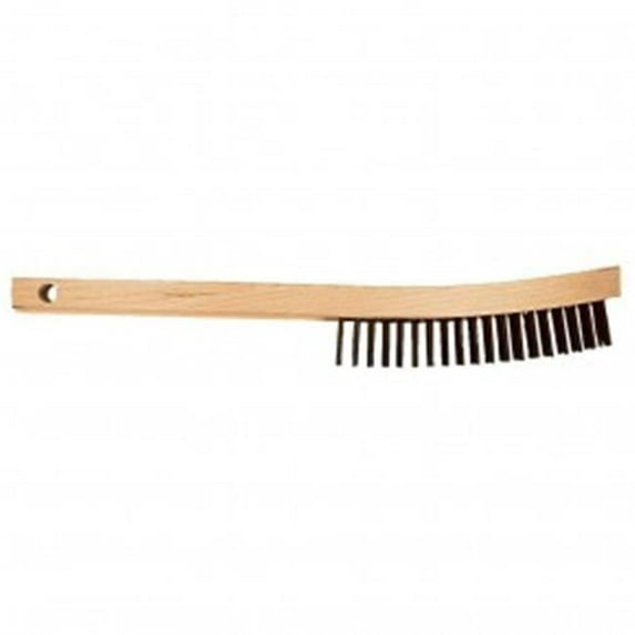 Curved Handle Scratch Brush - Economy 3 x 19 Rows, Carbon Steel Wire
