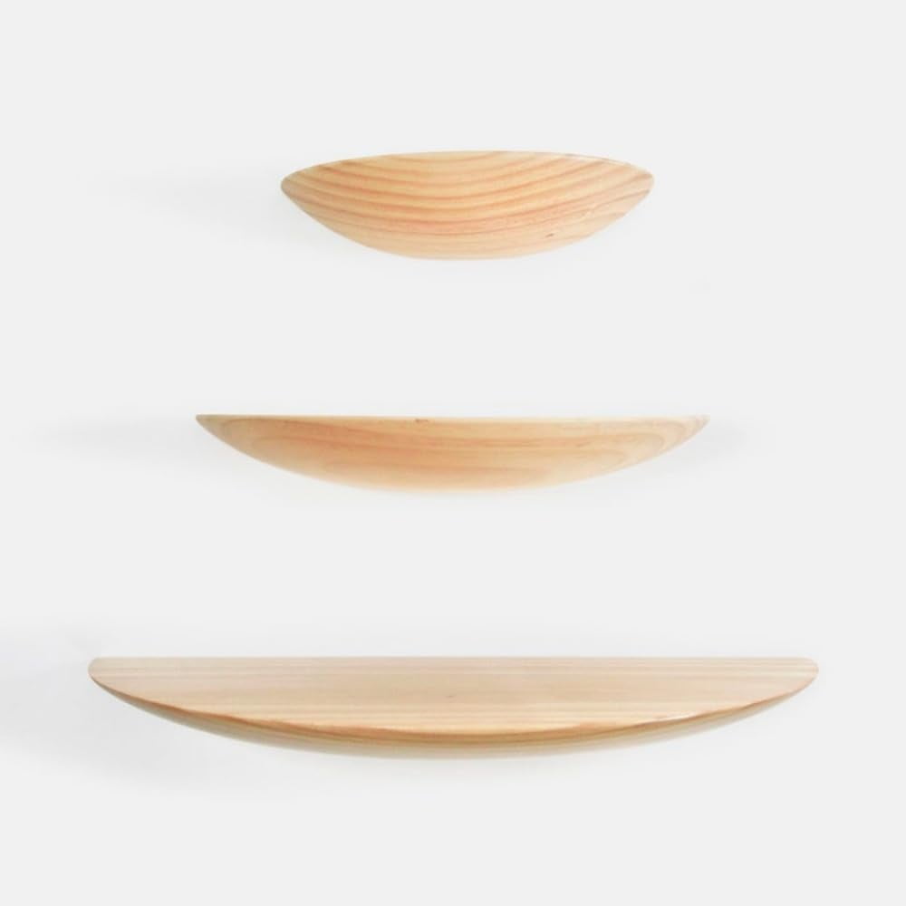 Curved Hanging Shelf, Floating Wood Shelf, Handcrafted Solid Wood ...