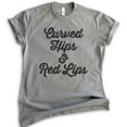 thumbnail image 1 of Curved Hips And Red Lips T-shirt, Unisex Women's Shirt, Sassy Lady Shirt, Dark Heather Gray, Small, 1 of 6