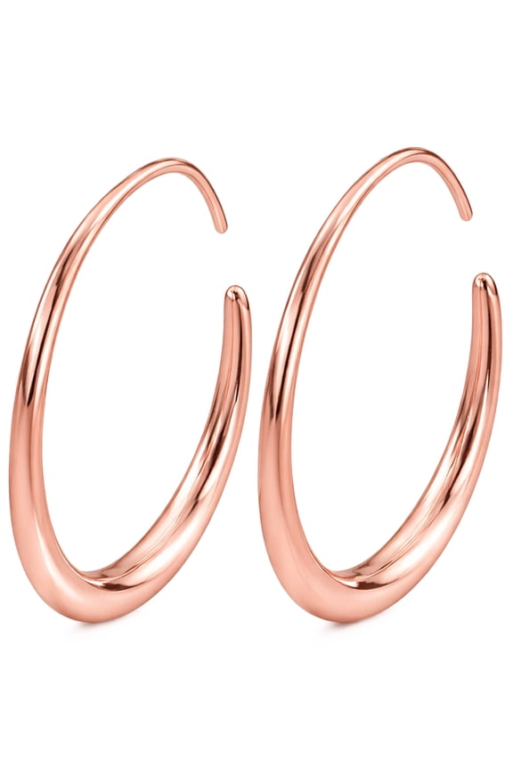 Lightweight Teardrop Gold Hoop Earrings for Women - ION Plated Gold Earrings for Women Stainless Steel Large Oval Curved - High Polished Statement Jewelry Gifts