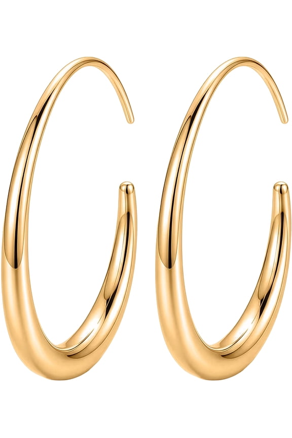 Curved Hoop Earrings in ION Plated YG Stainless Steel