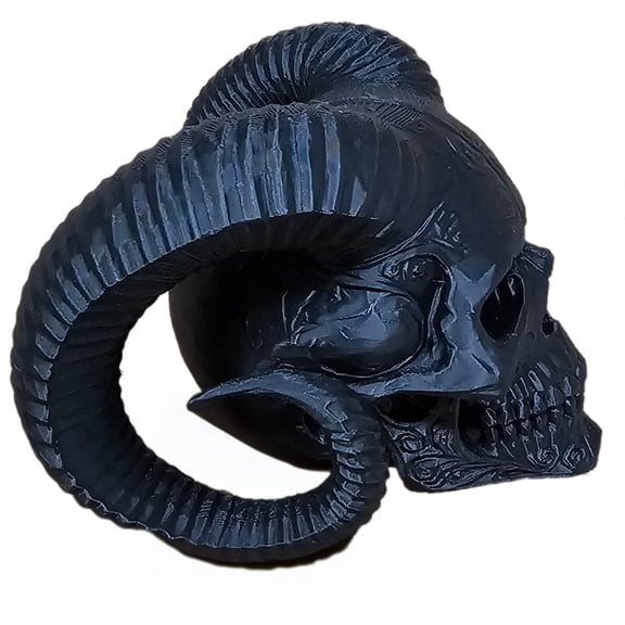 Curved Horned Skull Decor, Black, 1ct