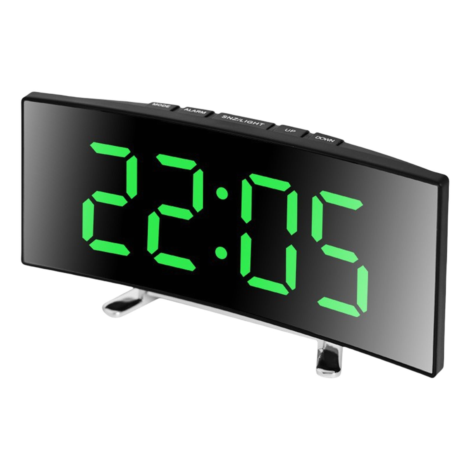 Curved LED Digital Alarm Clock Quiet Operate Temperature Display USB ...