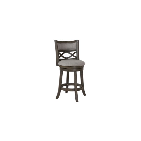 Curved Lattice Back Swivel Counter Stool - Gray Fabric Seat