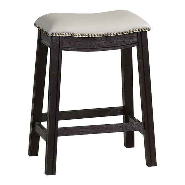 Adjustable Gray Leather Swivel Saddle Counter Stool Set of 2