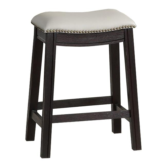 Adjustable Gray Leather Swivel Saddle Counter Stool Set of 2