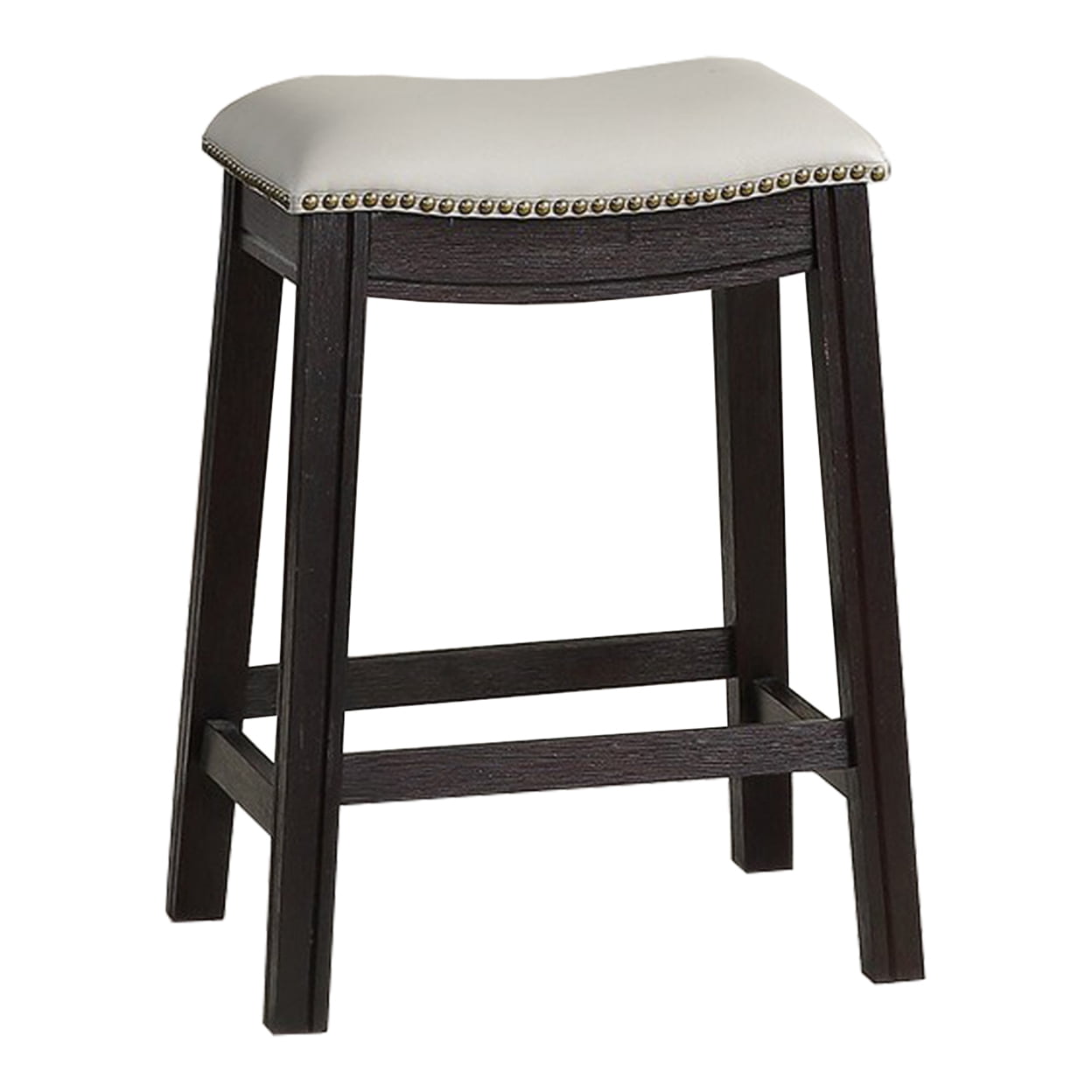 Adjustable Gray Leather Swivel Saddle Counter Stool Set of 2