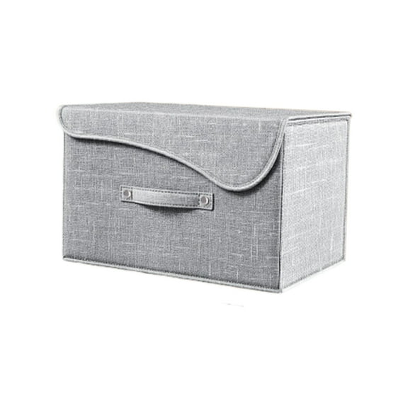 Curved Lid Storage Box Foldable Fabric Storage Bin with Handles for Home Organization Polyester Linen Toy Clothes Organizer 43x30x30cm Collapsible Container for Bedroom Closet or Kids Room