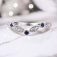 thumbnail image 1 of Curved Marquise Art Deco Band Round Blue Sapphire CZ Diamond CZ Eternity Stackable 925 Sterling Silver Wedding Band Engagement Bridal, 1 of 5