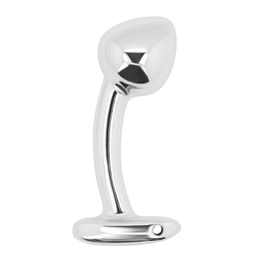 Curved Metal Butt Plug for P-Spot & Anal Stimulation | Control Handle | Accessory Opening | Durable Aluminum Alloy | Easy to Clean | Beginners & Experienced Users | Anal Plug | Small