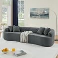 thumbnail image 1 of Curved Modular Sectional Sofa in Lamb's Wool Fabric, Modern Minimalist Style, Compressed (No Assembly Required), Comfy for Living Room & Bedroom - Gray, 1 of 5