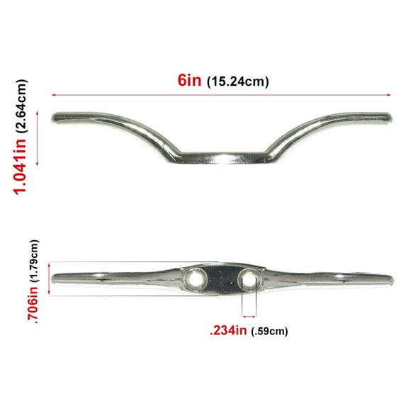 Curved Nickel Plated Dock Rope Cleats - 2.5, 4.5, & 6 Inch Lengths - Pack Sizes of 2, 5, 10, 15, 20, & 25
