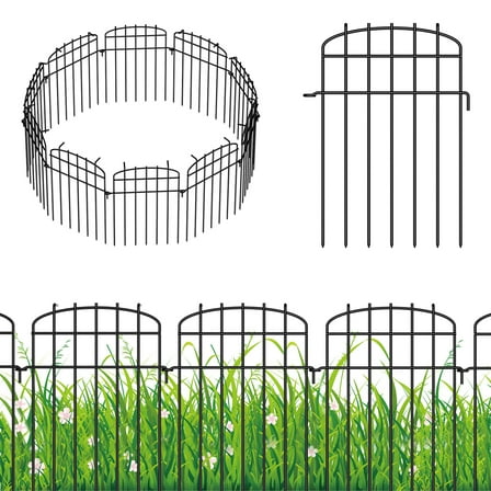 Curved No-Dig Decorative Garden Fence Animal Barrier, Outdoor 16.6 "H X 10.3 FT
