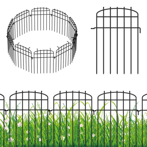 Curved No-Dig Decorative Garden Fence Animal Barrier, Outdoor 16.6 "H X 10.3 FT