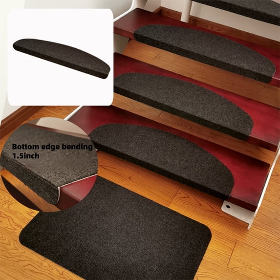 Curved Non-Slip Stair Treads with Fold-Down Design - Self-Adhesive Step Grips No Glue Needed, Washable Stair Mats for Indoor Steps, Anti-Slip Strips for Safety