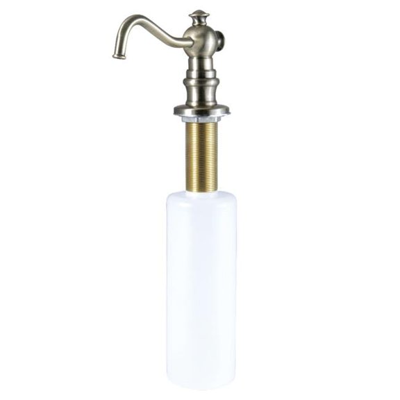 Curved Nozzle Metal Soap Dispenser  Antique Brass