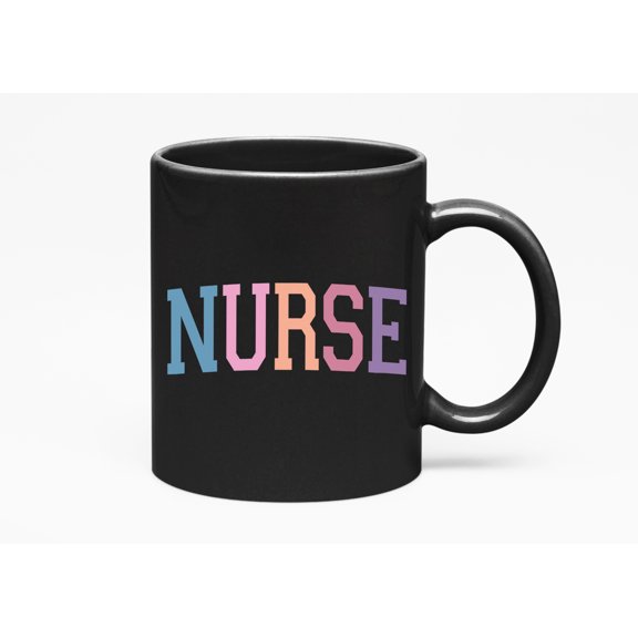 Curved Nurse Word, Nurses Week Merch Gift, Black 11oz Ceramic Mug