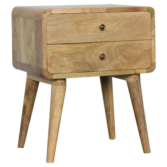 Curved Oak-ish Bedside - Create A Cozy Atmosphere With Solid Wood Furniture Transform Your Guest Room Decor Style