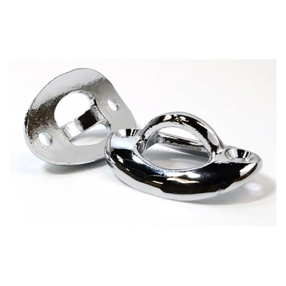 Curved Oval Rope Eyes - 2 Pack Plated Brass - Pool Deck Rope Anchor Hooks with Screws - 2-5/8" Wide - Corrosion Resistant