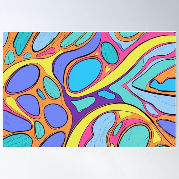 Curved Pathways Of Bright Colours In Harmony Poster Wall Art, Modern Wall Decor For Living Room Bedroom, 8x12 UNFRAMED