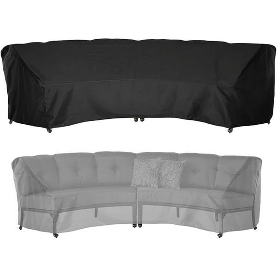 Curved Patio Furniture Cover for Outdoor Sectional Sofa, Waterproof and Durable,210D Patio Couch Cover, Lawn Outside Garden Furniture Winter Protective Cover. (120" L x 39" W x 36" H,Black)