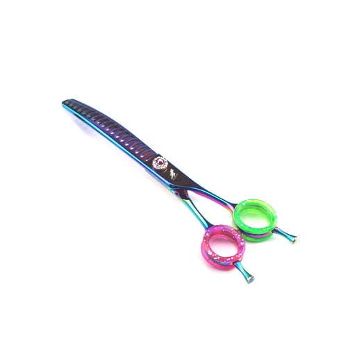 Image showcasing 4.5in Small Curved Dog Grooming Scissors Professional VG10 Steel Safety ...