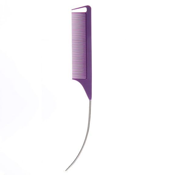 Curved Pin Tail Comb For Women Carbon Fiber Hair Combs With Long Steel Pins Stylish Hairdressing Comb