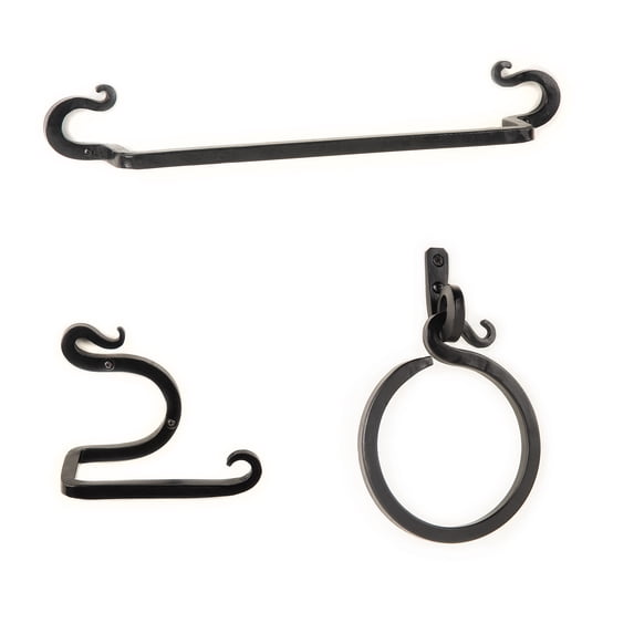 Curved Pointed Forged Iron Bathroom Accessories Set | AIW-BAS001